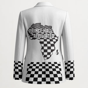 Prince Hall Affiliated Freemasonry Blazer Classic Masonic Pillars Boaz Jachin Checkerboard Africa Map