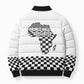 Prince Hall Affiliated Freemasonry Bomber Puffer Jacket Classic Masonic Pillars Boaz Jachin Checkerboard Africa Map