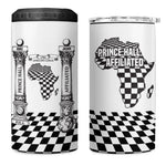 Prince Hall Affiliated Freemasonry 4 in 1 Can Cooler Tumbler Classic Masonic Pillars Boaz Jachin Checkerboard Africa Map