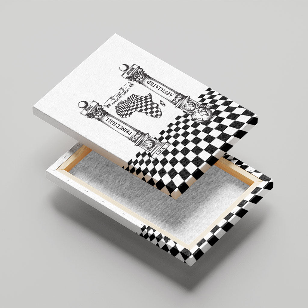 Prince Hall Affiliated Freemasonry Canvas Wall Art Classic Masonic Pillars Boaz Jachin Checkerboard Africa Map