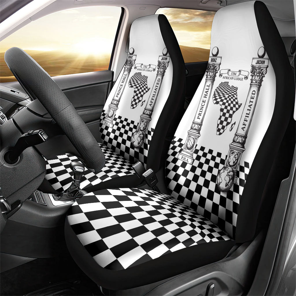 Prince Hall Affiliated Freemasonry Car Seat Cover Classic Masonic Pillars Boaz Jachin Checkerboard Africa Map
