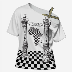Prince Hall Affiliated Freemasonry Cross Shoulder Shirt Classic Masonic Pillars Boaz Jachin Checkerboard Africa Map
