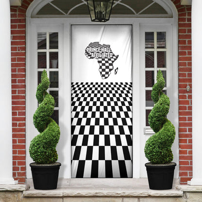 Prince Hall Affiliated Freemasonry Door Cover Classic Masonic Pillars Boaz Jachin Checkerboard Africa Map