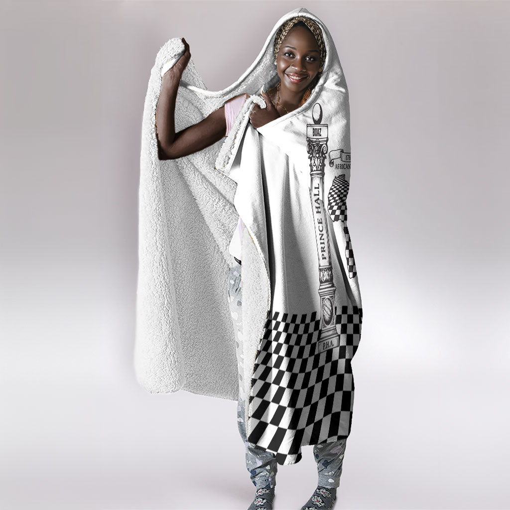 Prince Hall Affiliated Freemasonry Hooded Blanket Classic Masonic Pillars Boaz Jachin Checkerboard Africa Map