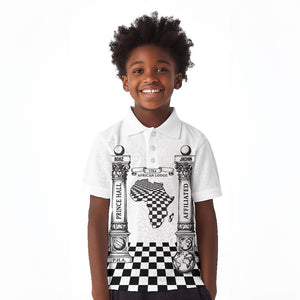 Prince Hall Affiliated Freemasonry Kid Polo Shirt Classic Masonic Pillars Boaz Jachin Checkerboard Africa Map