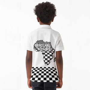 Prince Hall Affiliated Freemasonry Kid Polo Shirt Classic Masonic Pillars Boaz Jachin Checkerboard Africa Map
