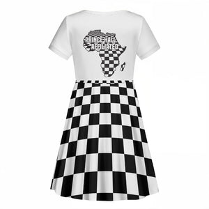 Prince Hall Affiliated Freemasonry Kid Short Sleeve Dress Classic Masonic Pillars Boaz Jachin Checkerboard Africa Map