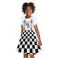 Prince Hall Affiliated Freemasonry Kid Short Sleeve Dress Classic Masonic Pillars Boaz Jachin Checkerboard Africa Map