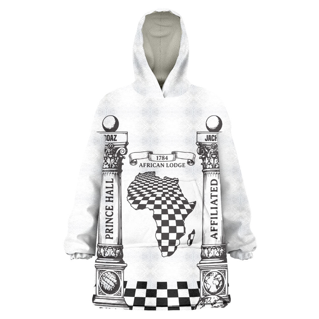 Prince Hall Affiliated Freemasonry Kid Wearable Blanket Hoodie Classic Masonic Pillars Boaz Jachin Checkerboard Africa Map