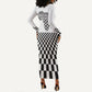 Prince Hall Affiliated Freemasonry Long Sleeve Bodycon Dress Classic Masonic Pillars Boaz Jachin Checkerboard Africa Map