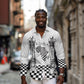 Prince Hall Affiliated Freemasonry Long Sleeve Button Shirt Classic Masonic Pillars Boaz Jachin Checkerboard Africa Map