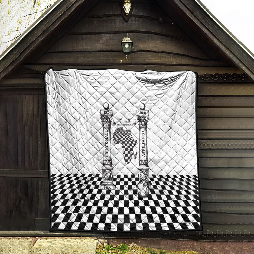 Prince Hall Affiliated Freemasonry Quilt Classic Masonic Pillars Boaz Jachin Checkerboard Africa Map