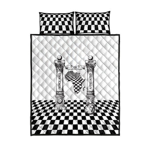 Prince Hall Affiliated Freemasonry Quilt Bed Set Classic Masonic Pillars Boaz Jachin Checkerboard Africa Map