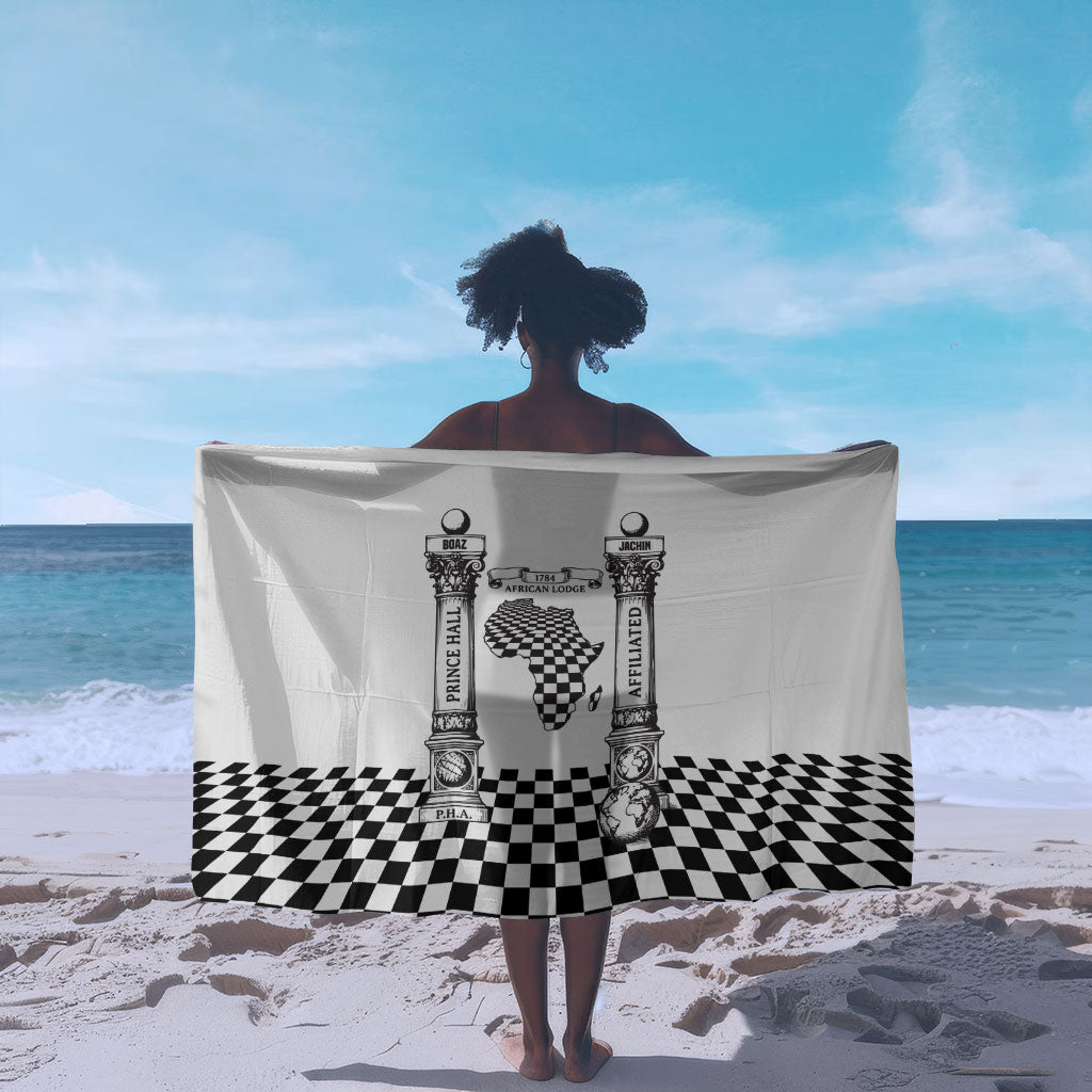 Prince Hall Affiliated Freemasonry Sarong Classic Masonic Pillars Boaz Jachin Checkerboard Africa Map