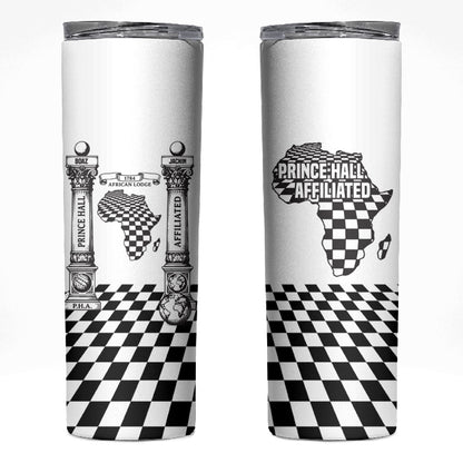 Prince Hall Affiliated Freemasonry Skinny Tumbler Classic Masonic Pillars Boaz Jachin Checkerboard Africa Map