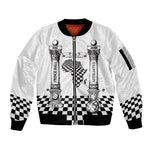 Prince Hall Affiliated Freemasonry Sleeve Zip Bomber Jacket Classic Masonic Pillars Boaz Jachin Checkerboard Africa Map