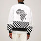 Prince Hall Affiliated Freemasonry Sleeve Zip Bomber Jacket Classic Masonic Pillars Boaz Jachin Checkerboard Africa Map