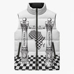 Prince Hall Affiliated Freemasonry Sleeveless Puffer Jacket Classic Masonic Pillars Boaz Jachin Checkerboard Africa Map