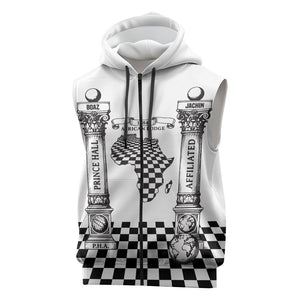 Prince Hall Affiliated Freemasonry Sleeveless Zip Hoodie Classic Masonic Pillars Boaz Jachin Checkerboard Africa Map