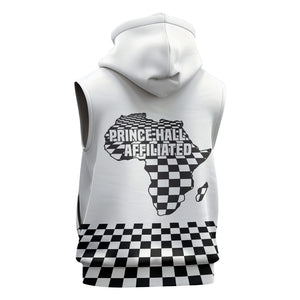 Prince Hall Affiliated Freemasonry Sleeveless Zip Hoodie Classic Masonic Pillars Boaz Jachin Checkerboard Africa Map