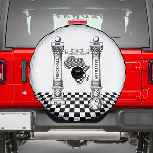 Prince Hall Affiliated Freemasonry Spare Tire Cover Classic Masonic Pillars Boaz Jachin Checkerboard Africa Map