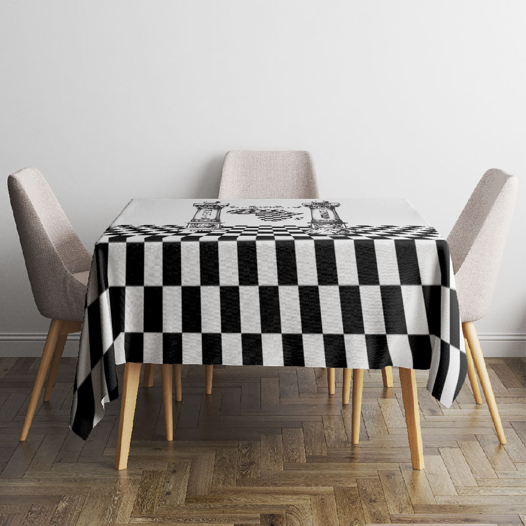 Prince Hall Affiliated Freemasonry Tablecloth Classic Masonic Pillars Boaz Jachin Checkerboard Africa Map