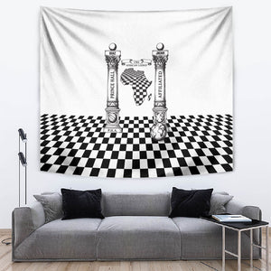 Prince Hall Affiliated Freemasonry Tapestry Classic Masonic Pillars Boaz Jachin Checkerboard Africa Map
