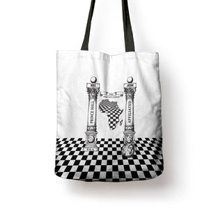 Prince Hall Affiliated Freemasonry Tote Bag Classic Masonic Pillars Boaz Jachin Checkerboard Africa Map