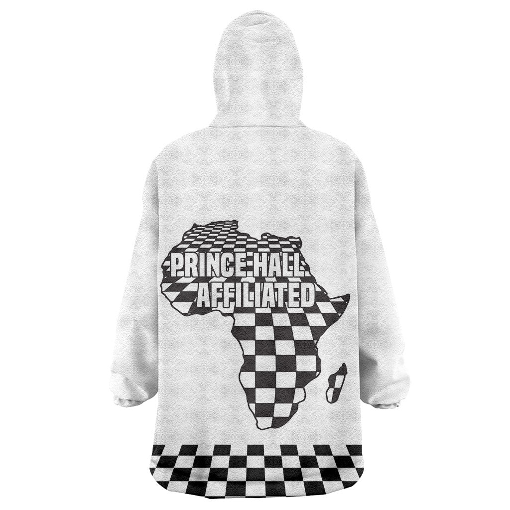 Prince Hall Affiliated Freemasonry Wearable Blanket Hoodie Classic Masonic Pillars Boaz Jachin Checkerboard Africa Map