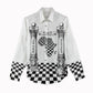 Prince Hall Affiliated Freemasonry Women Casual Shirt Classic Masonic Pillars Boaz Jachin Checkerboard Africa Map