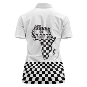 Prince Hall Affiliated Freemasonry Women Polo Shirt Classic Masonic Pillars Boaz Jachin Checkerboard Africa Map