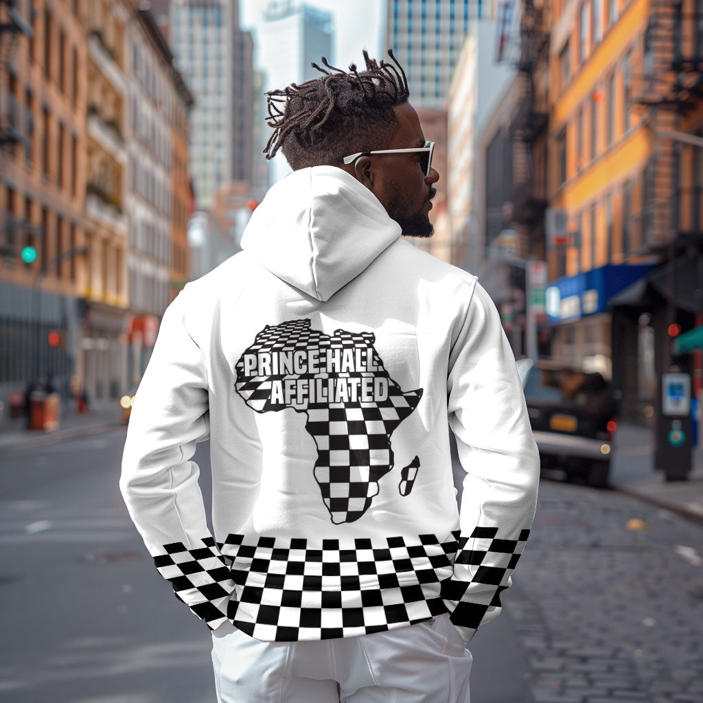 Prince Hall Affiliated Freemasonry Zip Hoodie Classic Masonic Pillars Boaz Jachin Checkerboard Africa Map