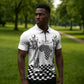 Prince Hall Affiliated Freemasonry Zipper Polo Shirt Classic Masonic Pillars Boaz Jachin Checkerboard Africa Map