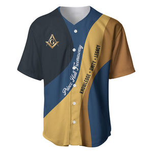 Prince Hall Freemasonry Baseball Jersey Square and Compasses Gold Blue Geometric