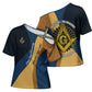 Prince Hall Freemasonry Cross Shoulder Shirt Square and Compasses Gold Blue Geometric