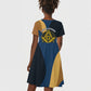 Prince Hall Freemasonry Kid Short Sleeve Dress Square and Compasses Gold Blue Geometric