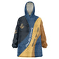 Prince Hall Freemasonry Kid Wearable Blanket Hoodie Square and Compasses Gold Blue Geometric