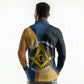 Prince Hall Freemasonry Long Sleeve Polo Shirt Square and Compasses Gold Blue Geometric