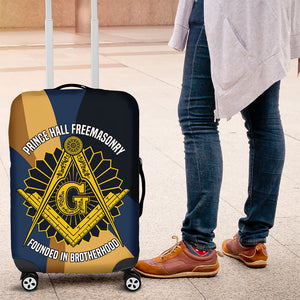 Prince Hall Freemasonry Luggage Cover Square and Compasses Gold Blue Geometric