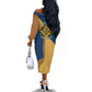 Prince Hall Freemasonry Off The Shoulder Long Sleeve Dress Square and Compasses Gold Blue Geometric