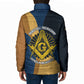 Prince Hall Freemasonry Padded Jacket Square and Compasses Gold Blue Geometric