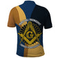 Prince Hall Freemasonry Polo Shirt Square and Compasses Gold Blue Geometric
