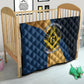 Prince Hall Freemasonry Quilt Square and Compasses Gold Blue Geometric