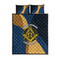 Prince Hall Freemasonry Quilt Bed Set Square and Compasses Gold Blue Geometric