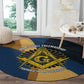 Prince Hall Freemasonry Round Carpet Square and Compasses Gold Blue Geometric