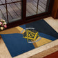 Prince Hall Freemasonry Rubber Doormat Square and Compasses Gold Blue Geometric