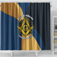 Prince Hall Freemasonry Shower Curtain Square and Compasses Gold Blue Geometric