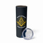 Prince Hall Freemasonry Skinny Tumbler Square and Compasses Gold Blue Geometric
