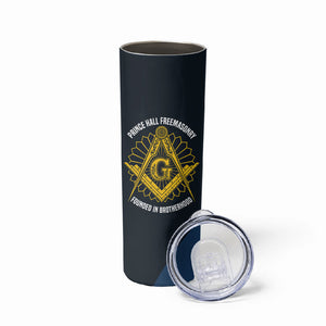 Prince Hall Freemasonry Skinny Tumbler Square and Compasses Gold Blue Geometric