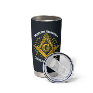 Prince Hall Freemasonry Tumbler Cup Square and Compasses Gold Blue Geometric